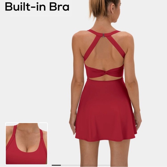 HALARA Dresses & Skirts - HALARA Backless Cut Out Twisted Side Pocket 2-in-1 Athletic Dress Size XS NWT